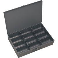 Compartment Scoop Boxes, Steel, 12 Slots, 18" W x 12" D x 3" H, Grey Distribution Élite MP