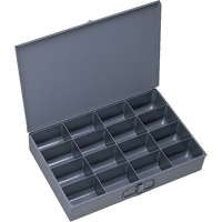 Compartment Scoop Boxes, Steel, 16 Slots, 18" W x 12" D x 3" H, Grey Distribution Élite MP