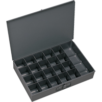 Compartment Scoop Boxes, Steel, 21 Slots, 18" W x 12" D x 3" H, Grey Distribution Élite MP