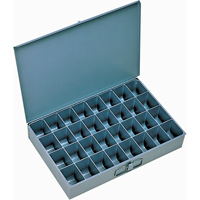 Compartment Scoop Boxes, Steel, 32 Slots, 18" W x 12" D x 3" H, Grey Distribution Élite MP