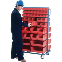 Support mobile deux c&ocirc;t&eacute;s pour bacs, &agrave; deux c&ocirc;t&eacute;s, 96 bacs, 36" la x 24" p x 63" h Distribution Élite MP