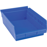 Plastic Shelf Bins, 8-3/8" W x 4" H x 11-5/8" D, Blue, 15 lbs. Capacity Distribution Élite MP