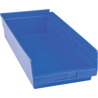 Plastic Shelf Bins, 8-3/8" W x 4" H x 17-7/8" D, Blue, 20 lbs. Capacity Distribution Élite MP