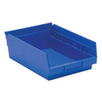 Shelf Bins, 8-3/8" W x 4" H x 11-5/8" D, Blue, 30 lbs. Capacity Distribution Élite MP