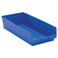 Shelf Bins, 8-3/8" W x 4" H x 17-7/8" D, Blue, 40 lbs. Capacity Distribution Élite MP