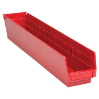 Shelf Bins, 4-1/8" W x 4" H x 23-5/8" D, Red, 50 lbs. Capacity Distribution Élite MP