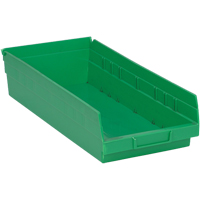 Shelf Bins, 8-1/8" W x 4" H x 17-7/8" D, Green, 40 lbs. Capacity Distribution Élite MP