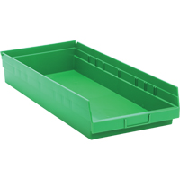 Shelf Bins, 11-1/8" W x 4" H x 23-5/8" D, Green, 50 lbs. Capacity Distribution Élite MP