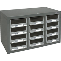KPC-100 Parts Cabinet, Galvanized Steel, 12 Drawers, 23" x 11-2/5" x 13-4/5", Grey Distribution Élite MP