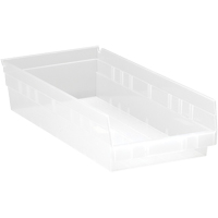Bacs de rangement pour tablettes, 8-3/8" la x 4" H x 17-7/8" p, Transparent, Capacit&eacute; 40 lb Distribution Élite MP