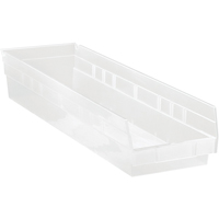 Bacs de rangement pour tablettes, 6-5/8" la x 4" H x 23-5/8" p, Transparent, Capacit&eacute; 50 lb Distribution Élite MP
