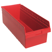 Store-Max Shelf Bins, 11-1/8" W x 8" H x 23-5/8" D, Red, 68 lbs. Capacity Distribution Élite MP