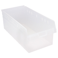Store-Max Shelf Bins, 11-1/8" W x 8" H x 23-5/8" D, Clear, 68 lbs. Capacity Distribution Élite MP