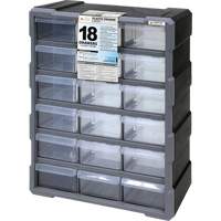 Armoire &agrave; tiroir, Plastique, 18 tiroirs, 15" x 6-1/4" x 18-3/4", Noir Distribution Élite MP