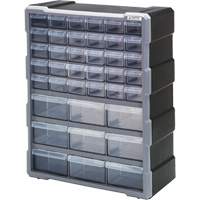 Armoire &agrave; tiroir, Plastique, 39 tiroirs, 15" x 6-1/4" x 18-3/4", Noir Distribution Élite MP