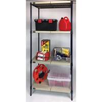 &eacute;tag&egrave;re en fils m&eacute;talliques avec tablettes en plastique, Cadre en fils m&eacute;talliques avec tablettes en plastique, Sans boulons, Capacit&eacute; 600 lb, 30" la x 72" h x 18" p Distribution Élite MP