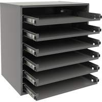 Small Bearing Slide Rack, Steel, 6 Slots, 15-9/16" W x 11-7/8" D x 16-3/8" H, Grey Distribution Élite MP