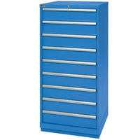 Armoires de rangement avec tiroirs, 9 tiroirs, 28-1/4" la x 28-1/2" p x 59-1/2" h, Bleu brillant Distribution Élite MP