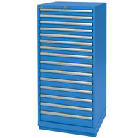 Armoires de rangement avec tiroirs, 15 tiroirs, 28-1/4" la x 28-1/2" p x 59-1/2" h, Bleu brillant Distribution Élite MP