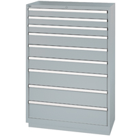 Armoires de rangement avec tiroirs, 9 tiroirs, 40-1/4" la x 22-1/2" p x 59-1/2" h, Gris Distribution Élite MP