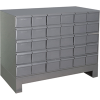Armoires &agrave; tiroirs industriels avec base, 30 tiroirs, 34-1/8" la x 12-1/4" p x 26-7/8" h, Gris Distribution Élite MP