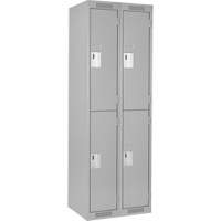 Clean Line Lockers, 2 -tier, Bank of 2, 24" x 18" x 72", Steel, Grey, Rivet (Assembled) Distribution Élite MP