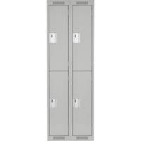 Clean Line Lockers, 2 -tier, Bank of 2, 24" x 18" x 72", Steel, Grey, Rivet (Assembled) Distribution Élite MP