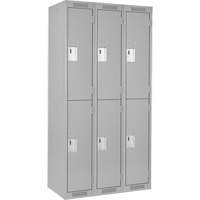 Clean Line Lockers, 2 -tier, Bank of 3, 36" x 18" x 72", Steel, Grey, Rivet (Assembled) Distribution Élite MP
