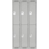 Clean Line Lockers, 2 -tier, Bank of 3, 36" x 18" x 72", Steel, Grey, Rivet (Assembled) Distribution Élite MP