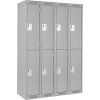Clean Line Lockers, 2 -tier, Bank of 4, 48" x 18" x 72", Steel, Grey, Rivet (Assembled) Distribution Élite MP
