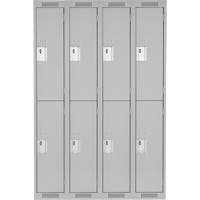 Clean Line Lockers, 2 -tier, Bank of 4, 48" x 18" x 72", Steel, Grey, Rivet (Assembled) Distribution Élite MP