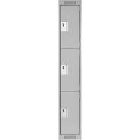 Clean Line Lockers, 3 -tier, 12" x 18" x 72", Steel, Grey, Rivet (Assembled) Distribution Élite MP