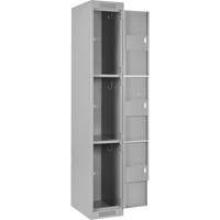 Clean Line Lockers, 3 -tier, Bank of 4, 48" x 18" x 72", Steel, Grey, Rivet (Assembled) Distribution Élite MP