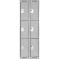 Clean Line Lockers, 3 -tier, Bank of 2, 24" x 18" x 72", Steel, Grey, Rivet (Assembled) Distribution Élite MP
