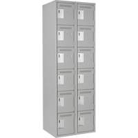 Clean Line Lockerettes, 6 -tier, Bank of 2, 24" x 18" x 72", Steel, Grey, Rivet (Assembled) Distribution Élite MP