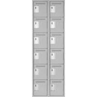 Clean Line Lockerettes, 6 -tier, Bank of 2, 24" x 18" x 72", Steel, Grey, Rivet (Assembled) Distribution Élite MP
