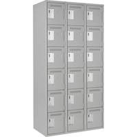 Clean Line Lockerettes, 6 -tier, Bank of 3, 36" x 18" x 72", Steel, Grey, Rivet (Assembled) Distribution Élite MP