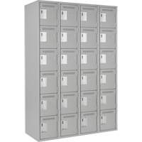 Clean Line Lockerettes, 6 -tier, Bank of 4, 48" x 18" x 72", Steel, Grey, Rivet (Assembled) Distribution Élite MP