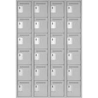 Clean Line Lockerettes, 6 -tier, Bank of 4, 48" x 18" x 72", Steel, Grey, Rivet (Assembled) Distribution Élite MP