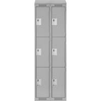 Casiers Clean Line, 3 niveaux, Bloc de 2, 24" x 18" x 78", Acier, Gris, Rivet (assembl&eacute;) Distribution Élite MP