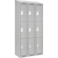 Clean Line Lockers, 3 -tier, Bank of 3, 36" x 18" x 78", Steel, Grey, Rivet (Assembled) Distribution Élite MP