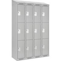 Clean Line Lockers, 3 -tier, Bank of 4, 48" x 18" x 78", Steel, Grey, Rivet (Assembled) Distribution Élite MP