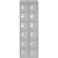 Clean Line Lockerette , 6 -tier, Bank of 2, 24" x 18" x 78", Steel, Grey, Rivet (Assembled) Distribution Élite MP
