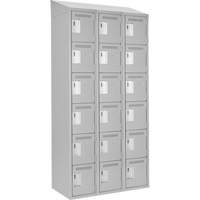 Clean Line Lockerette , 6 -tier, Bank of 3, 36" x 18" x 78", Steel, Grey, Rivet (Assembled) Distribution Élite MP