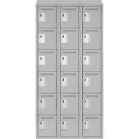 Clean Line Lockerette , 6 -tier, Bank of 3, 36" x 18" x 78", Steel, Grey, Rivet (Assembled) Distribution Élite MP
