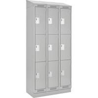 Clean Line Lockers, 3 -tier, Bank of 3, 36" x 18" x 82", Steel, Grey, Rivet (Assembled) Distribution Élite MP