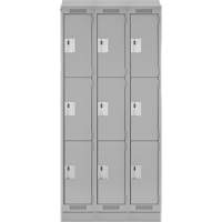 Clean Line Lockers, 3 -tier, Bank of 3, 36" x 18" x 82", Steel, Grey, Rivet (Assembled) Distribution Élite MP