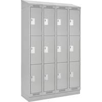 Clean Line Lockers, 3 -tier, Bank of 4, 48" x 18" x 82", Steel, Grey, Rivet (Assembled) Distribution Élite MP