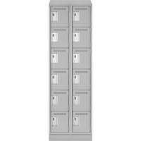 Clean Line Lockerette, 6 -tier, Bank of 2, 24" x 18" x 82", Steel, Grey, Rivet (Assembled) Distribution Élite MP