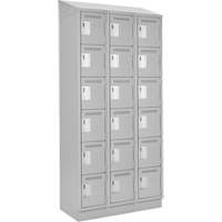 Clean Line Lockerette, 6 -tier, Bank of 3, 36" x 18" x 82", Steel, Grey, Rivet (Assembled) Distribution Élite MP